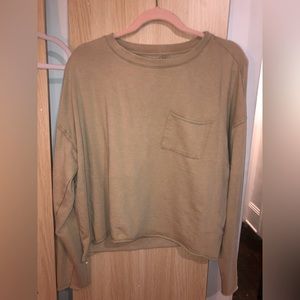 Women’s large boxy long sleeve top, pale yellow/gold